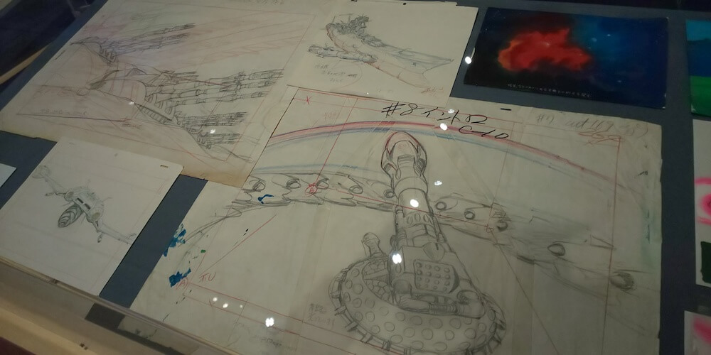 第1章に展示された『宇宙戦艦ヤマト』の原画