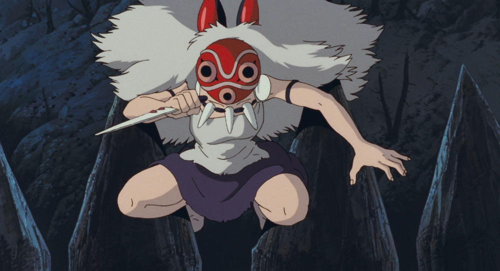 サンの顔を隠す特徴的な仮面｜『もののけ姫』（C）1997 Studio Ghibli・ND