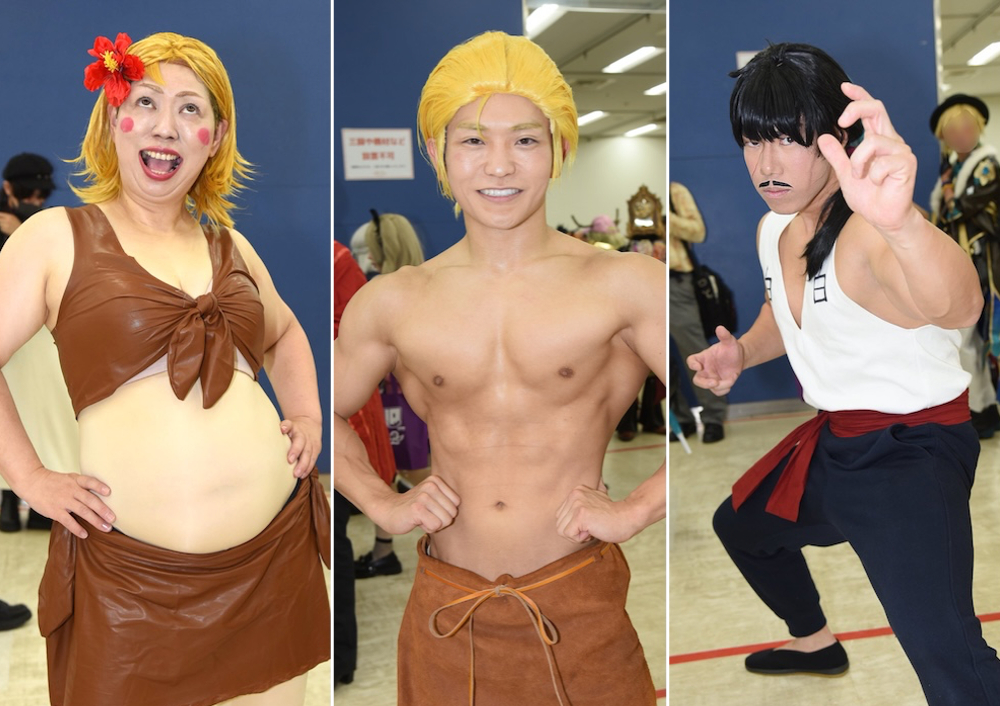 （左から）護（もり）さん、拳タロウさん、おさるさん