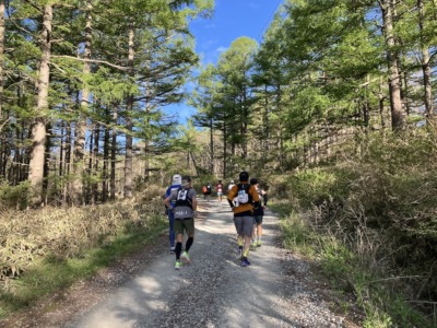 「第32回 星の郷八ヶ岳野辺山高原100kmウルトラマラソン」のトレイルを走る筆者／撮影＝折田侑駿